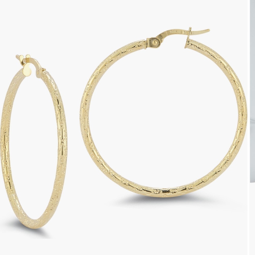 New 14K Solid Gold Elegant Gold Hoop Earrings